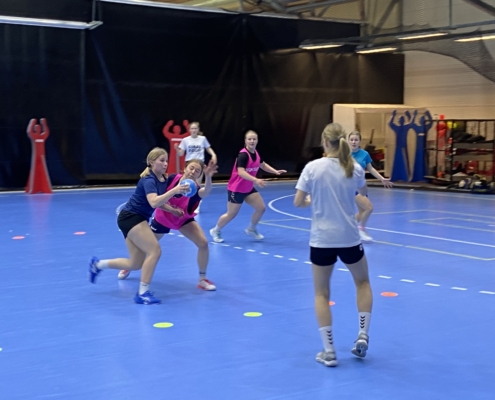 Tytöt pelaavat käsipalloa