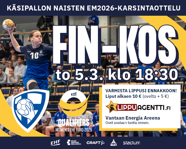 Naisten EM-karsintaottelu Suomi-Kosovo torstaina 5.3. Vantaan Energia Areenalla